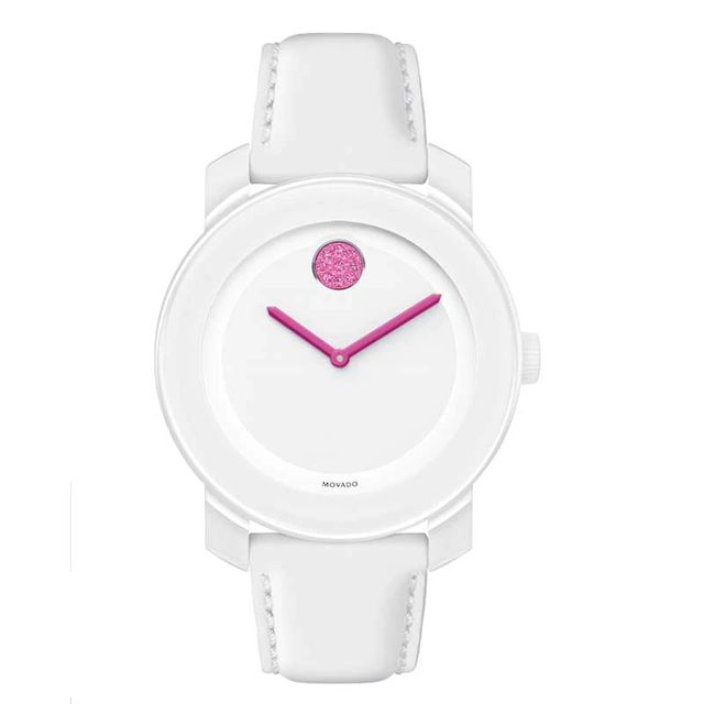 Ladies' Movado Bold® Pink Crystal Accent Watch with White Dial (Model: 3600176)|Peoples Jewellers