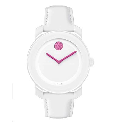 Ladies' Movado Bold® Pink Crystal Accent Watch with White Dial (Model: 3600176)|Peoples Jewellers