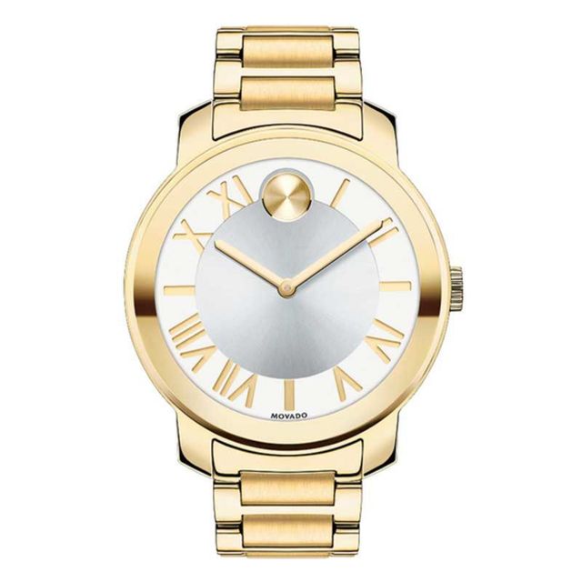 Ladies' Movado Bold® Gold-Tone Stainless Steel Watch with Silver-Tone Dial (Model: 3600198)|Peoples Jewellers