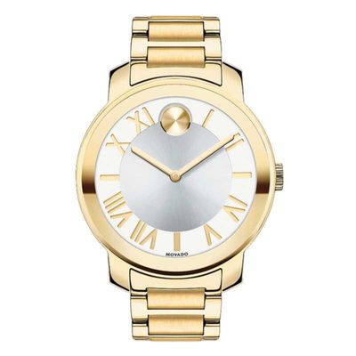 Ladies' Movado Bold® Gold-Tone Stainless Steel Watch with Silver-Tone Dial (Model: 3600198)|Peoples Jewellers
