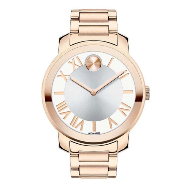 Ladies' Movado Bold® Rose-Tone Stainless Steel Watch with Silver-Tone Dial (Model: 3600200)|Peoples Jewellers