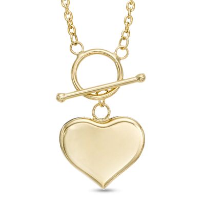 Puff Heart Toggle Necklace in 10K Gold|Peoples Jewellers