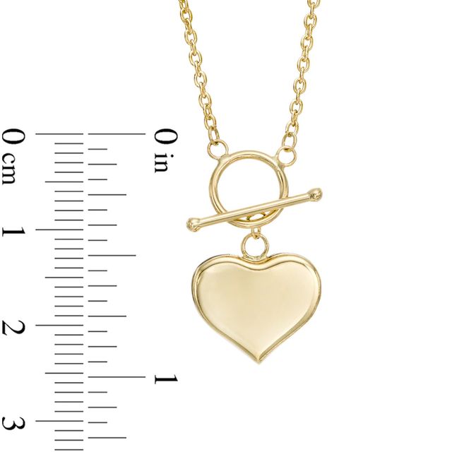 Puff Heart Toggle Necklace in 10K Gold