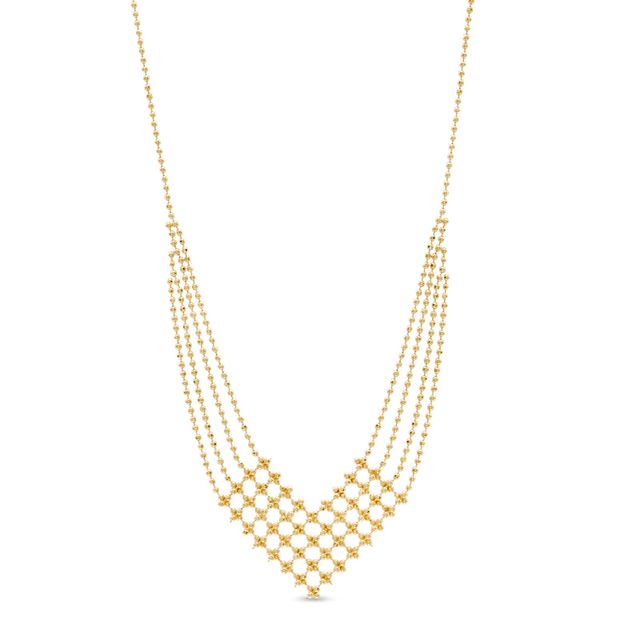 Woven Bead Chevron Necklace in 10K Gold|Peoples Jewellers