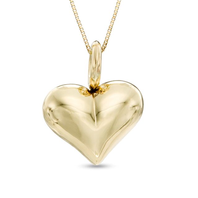 Puff Heart Pendant in 10K Gold - 17"|Peoples Jewellers