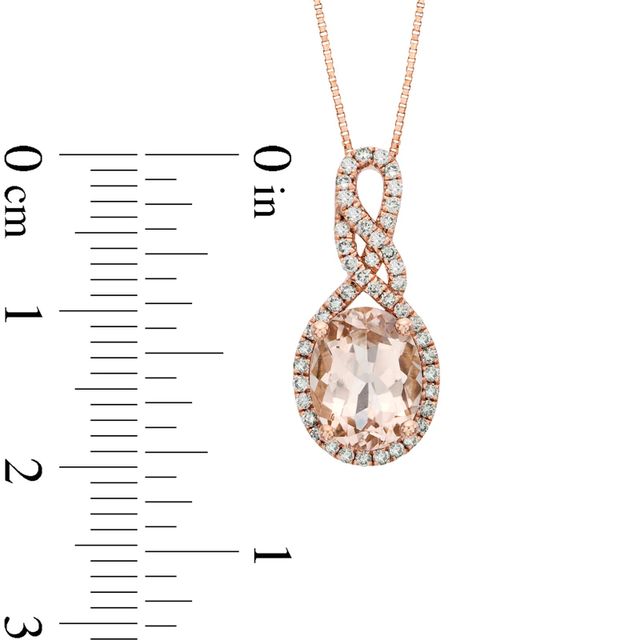 Oval Morganite and 0.23 CT. T.W. Diamond Loop Pendant in 10K Rose Gold|Peoples Jewellers