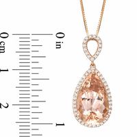 Pear-Shaped Morganite and 0.23 CT. T.W. Diamond Pendant in 14K Rose Gold|Peoples Jewellers