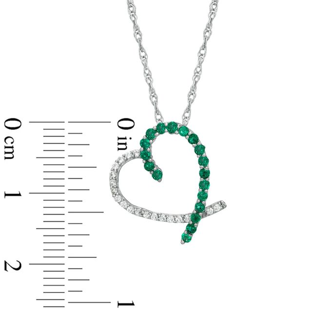 Lab-Created Emerald and White Sapphire Heart Pendant in Sterling Silver|Peoples Jewellers