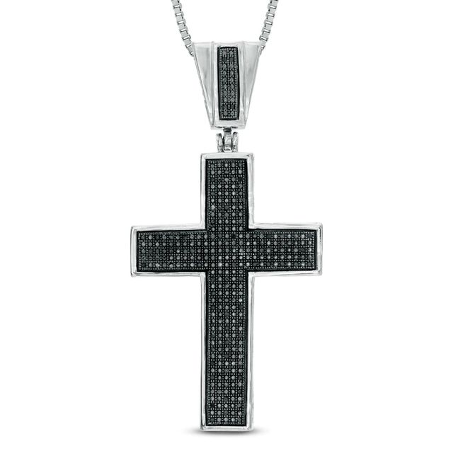 Men's CT. T.W. Diamond Cross Pendant in Sterling Silver