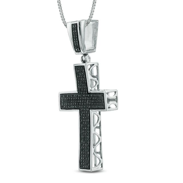 Men's CT. T.W. Diamond Cross Pendant in Sterling Silver