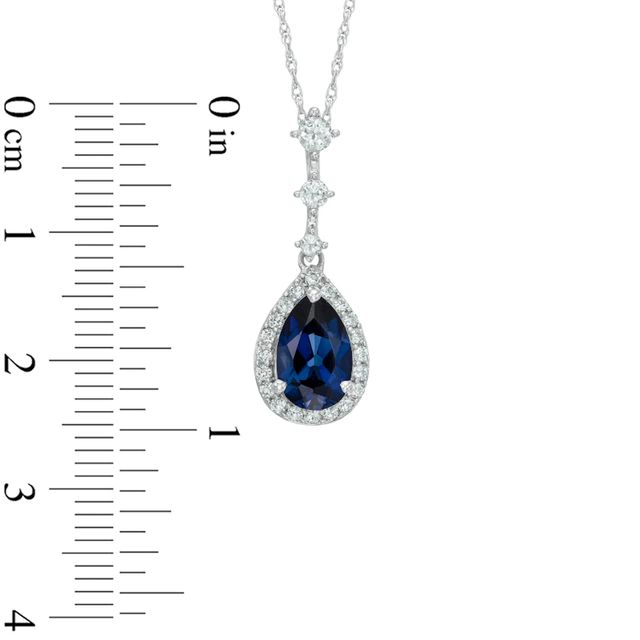 Pear-Shaped Blue and White Lab-Created Sapphire Frame Pendant in 10K White Gold|Peoples Jewellers