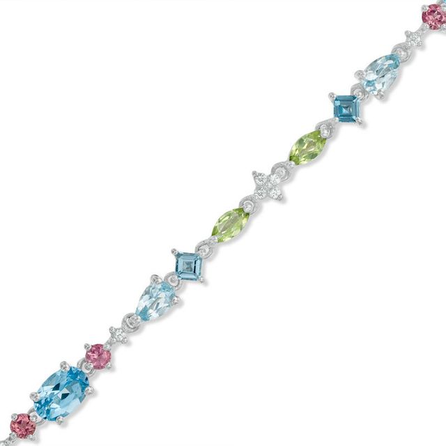 Multi-Gemstone Bracelet in Sterling Silver - 7.5"|Peoples Jewellers