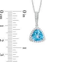 8.0mm Trillion-Cut Swiss Blue Topaz and Lab-Created White Sapphire Pendant in Sterling Silver|Peoples Jewellers