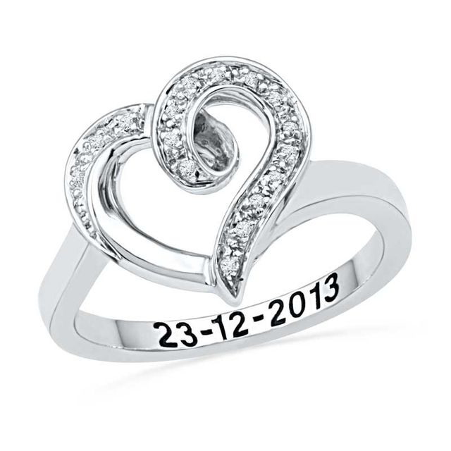 Diamond Accent Heart Ring in Sterling Silver (10 Characters)|Peoples Jewellers