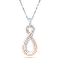 0.10 CT. T.W. Diamond Double Infinity Pendant in Sterling Silver and 10K Rose Gold|Peoples Jewellers
