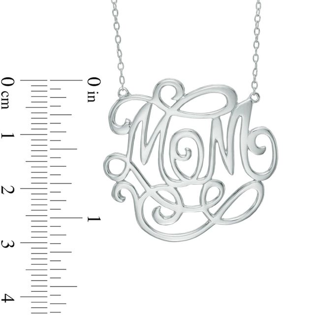 Script Monogram "Mom" Necklace in Sterling Silver