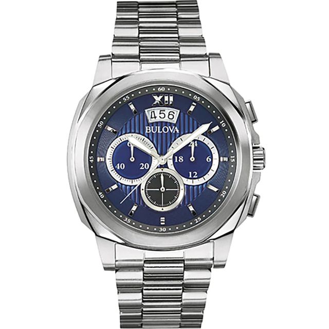 Men's Bulova Chronograph Watch with Blue Dial (Model: 96B219)|Peoples Jewellers