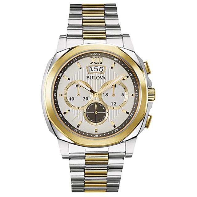 Men's Bulova Two-Tone Chronograph Watch with Grey Dial (Model: 98B232)|Peoples Jewellers