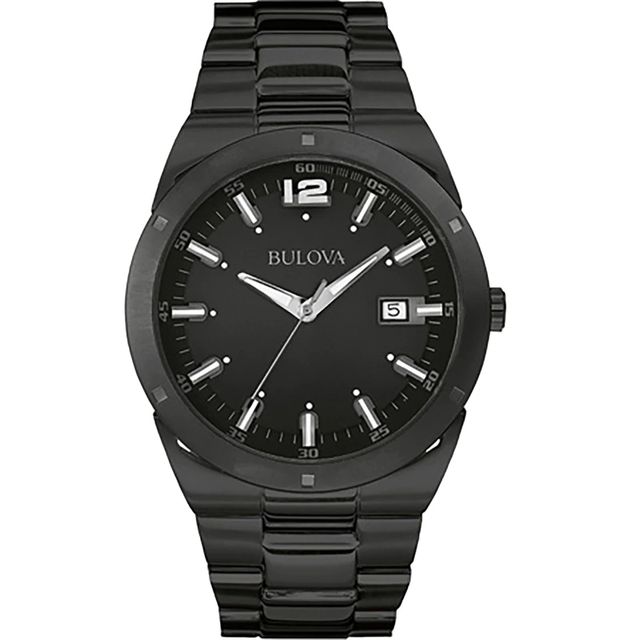 Men's Bulova Classic Black IP Watch with Black Carbon Fibre Dial (Model: 98B234)|Peoples Jewellers
