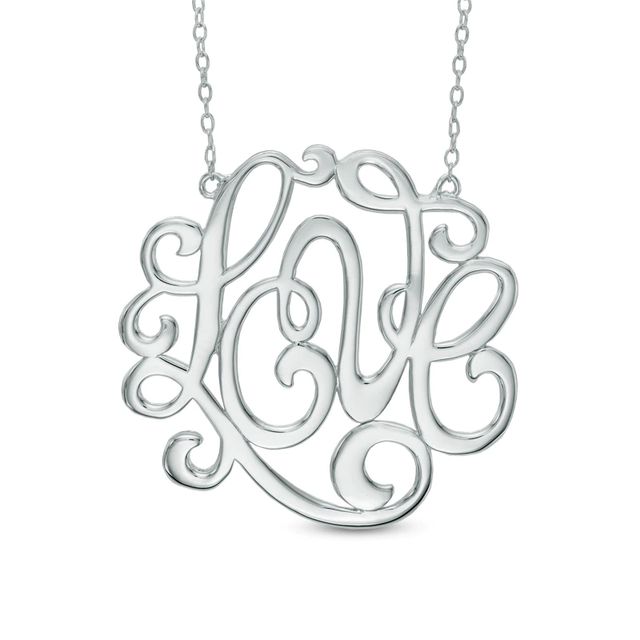 Script Monogram "Love" Necklace in Sterling Silver|Peoples Jewellers