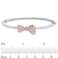 Lab-Created White Sapphire Bow Bangle in Sterling Silver with 18K Rose Gold Plate|Peoples Jewellers