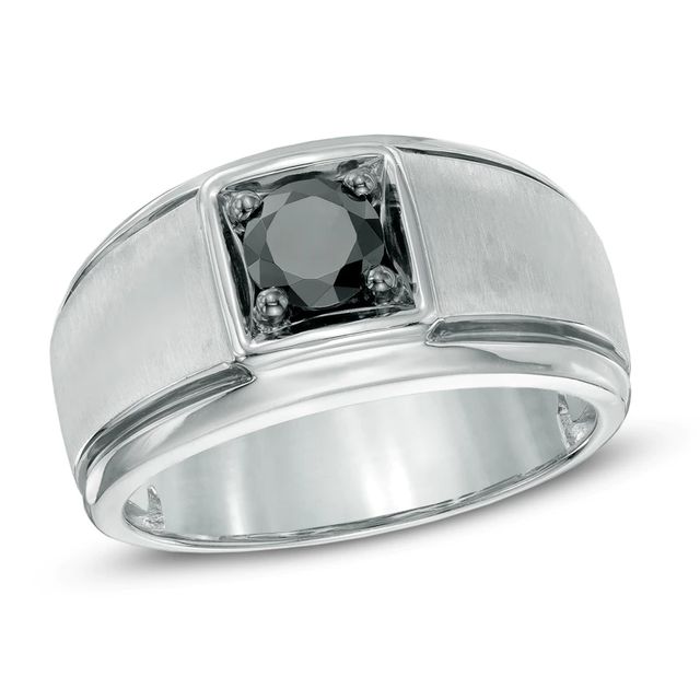 Men's 1.00 CT. Black Diamond Solitaire Ring in Sterling Silver|Peoples Jewellers