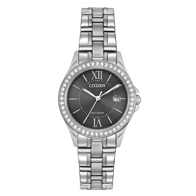 Ladies' Citizen Eco-Drive® Crystal Watch with Grey Dial (Model: EW1840-51H)