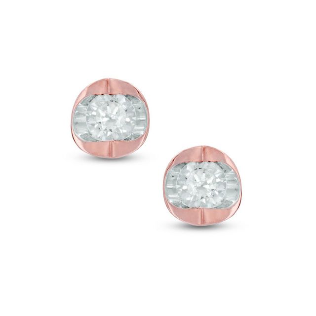 0.20 CT. T.W. Certified Canadian Diamond Solitaire Stud Earrings in 14K Rose Gold (I/I2)|Peoples Jewellers