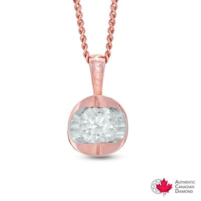 0.20 CT. Certified Canadian Diamond Solitaire Tension Pendant in 14K Rose Gold (I/I2) - 17"|Peoples Jewellers