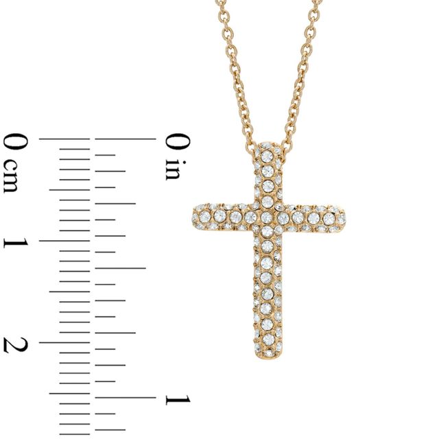 AVA Nadri Crystal Cross Pendant in Brass with 18K Gold Plate|Peoples Jewellers