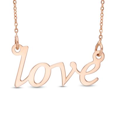 Script "LOVE" Necklace in 14K Rose Gold|Peoples Jewellers