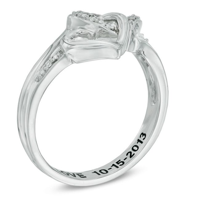 Diamond Accent Interlocking Heart Promise Ring in Sterling Silver (20 Characters)