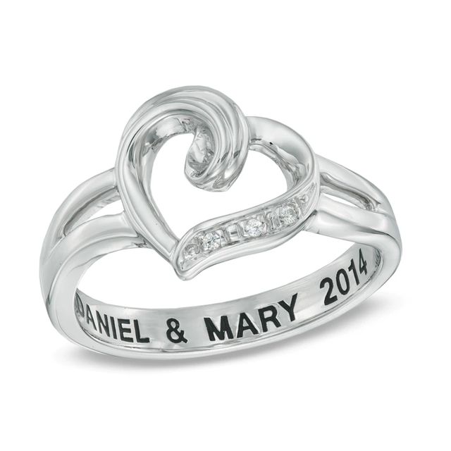 Diamond Accent Heart Promise Ring in Sterling Silver (1 Line)|Peoples Jewellers