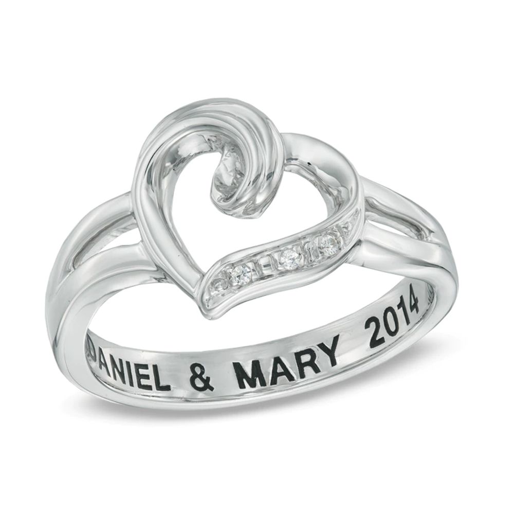 Diamond Accent Heart Promise Ring in Sterling Silver (1 Line)|Peoples Jewellers