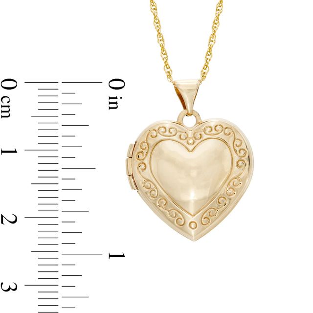 Heart Scroll Locket Pendant in 10K Gold