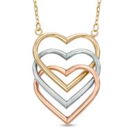 Triple Heart Necklace in 14K Tri-Tone Gold - 17"|Peoples Jewellers