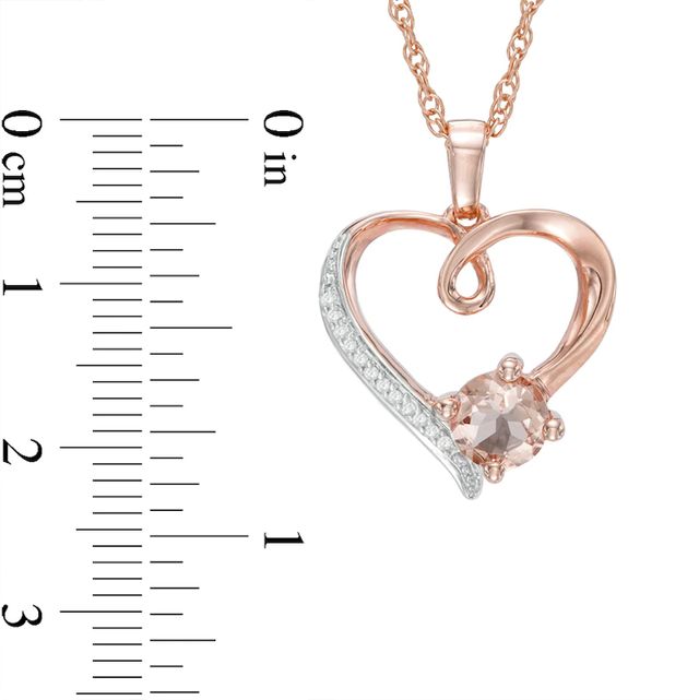 6.0mm Morganite and Diamond Accent Swirl Heart Pendant in Sterling Silver with 14K Rose Gold Plate|Peoples Jewellers