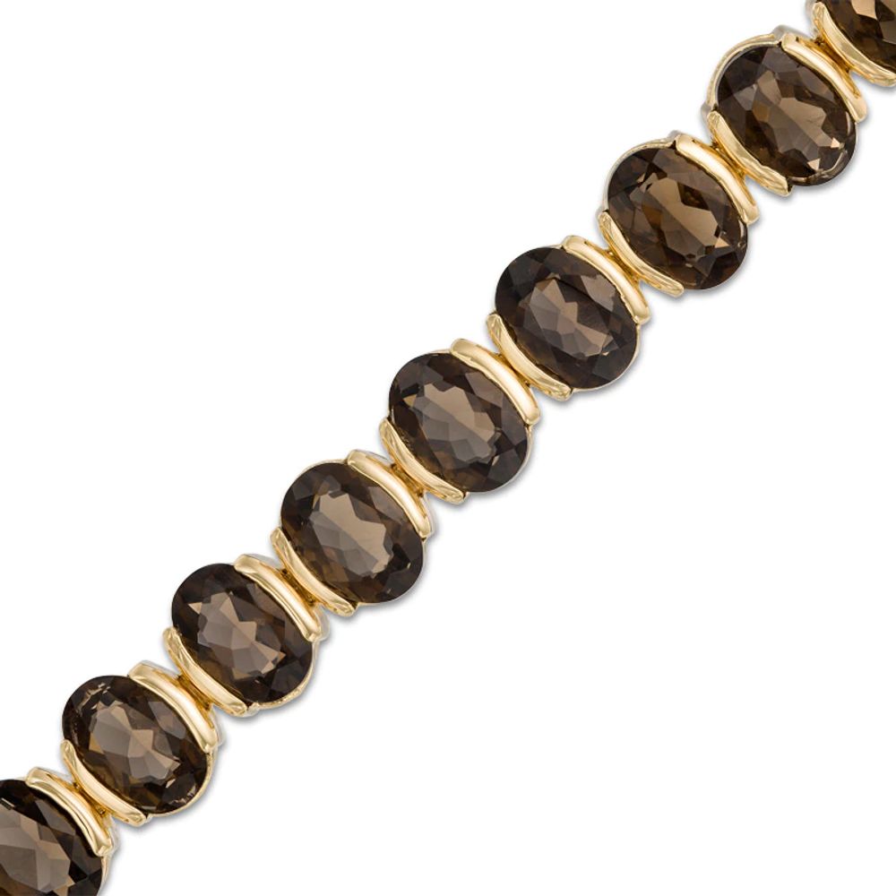 Oval Smoky Quartz Bracelet in Sterling Silver with 18K Gold Plate - 7.5"|Peoples Jewellers