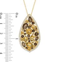 Multi-Shaped Smoky and Cognac Quartz Teardrop-Shaped Pendant in Sterling Silver with 18K Gold Plate|Peoples Jewellers