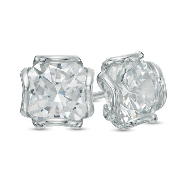 8.0mm Lab-Created White Sapphire Stud Earrings in Sterling Silver|Peoples Jewellers