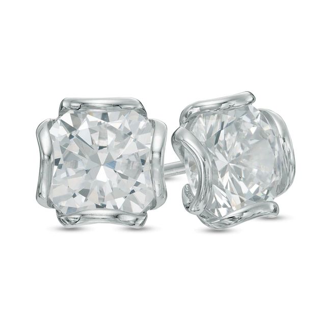 8.0mm Lab-Created White Sapphire Stud Earrings in Sterling Silver