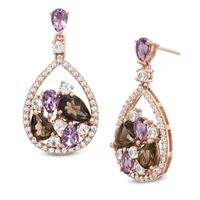 Multi-Gemstone Drop Earrings in Sterling Silver with 14K Rose Gold Plate|Peoples Jewellers