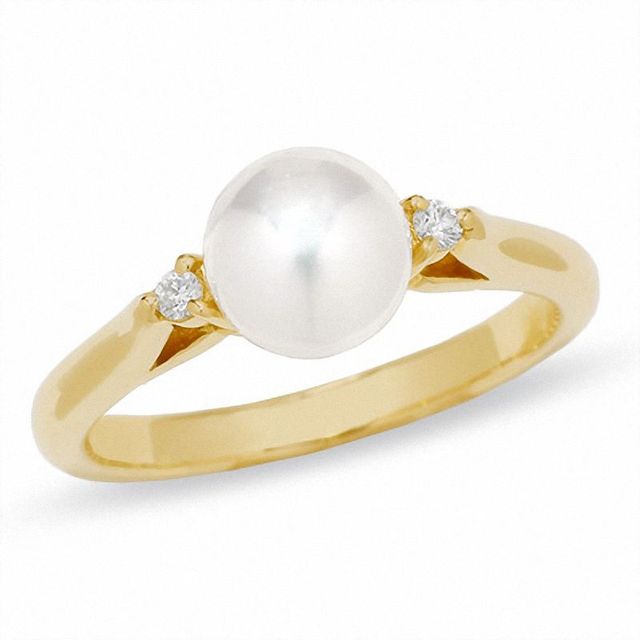 Blue Lagoon® by Mikimoto Akoya Cultured Pearl Ring in 14K Gold with Diamond Accents|Peoples Jewellers