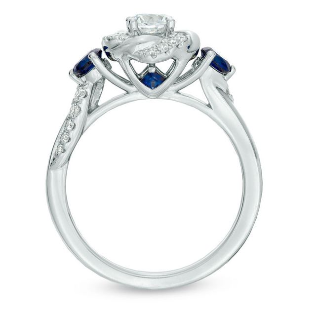 Vera Wang Love Collection 0.58 CT. T.W. Diamond and Blue Sapphire Swirl Engagement Ring in 14K White Gold|Peoples Jewellers