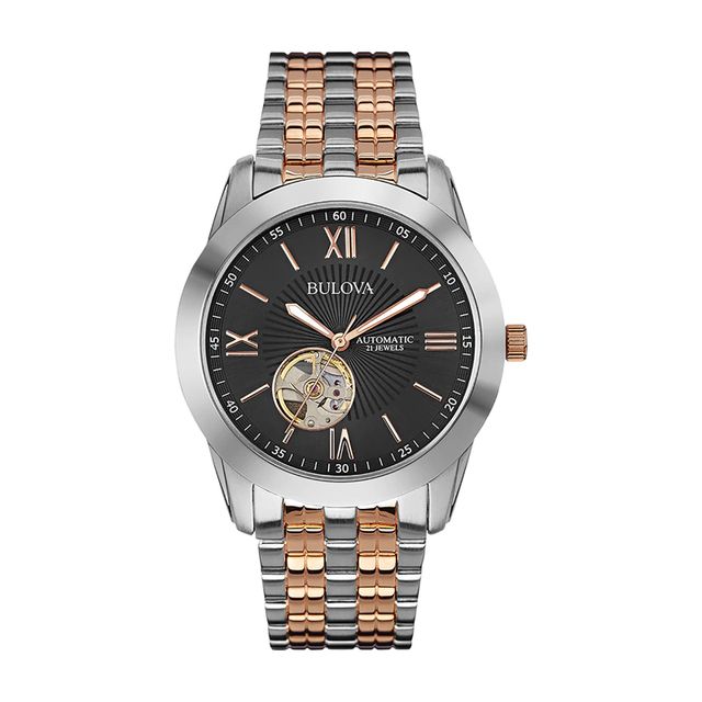 Men's Bulova Marine Star Automatic Two-Tone Watch with Black Dial (Model: 98A144)|Peoples Jewellers