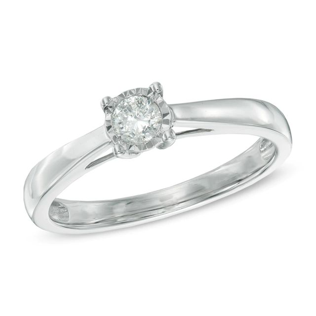 0.15 CT. Princess-Cut Diamond Solitaire Promise Ring in 10K White Gold|Peoples Jewellers