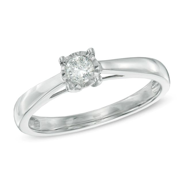 0.15 CT. Princess-Cut Diamond Solitaire Promise Ring in 10K White Gold