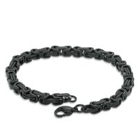 Men's 5.0mm Byzantine Chain Necklace and Bracelet Set in Black IP Stainless Steel - 24"|Peoples Jewellers