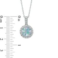 9.0mm Lab-Created Opal and White Sapphire Frame Pendant in Sterling Silver|Peoples Jewellers