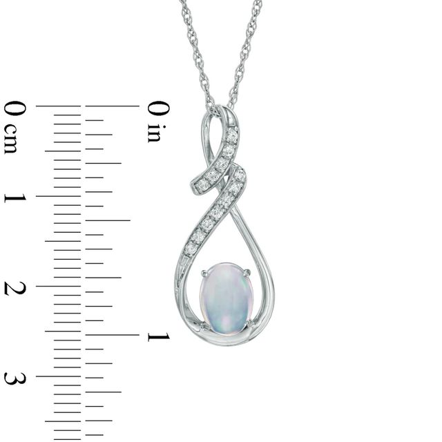 Oval Lab-Created Blue Opal and White Sapphire Swirl Pendant in Sterling Silver